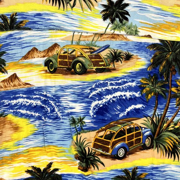 Liquid Hawaiian Shirt Junior Medium 10 12 Blue Yellow Cruise Surfboard beach - Picture 12 of 14